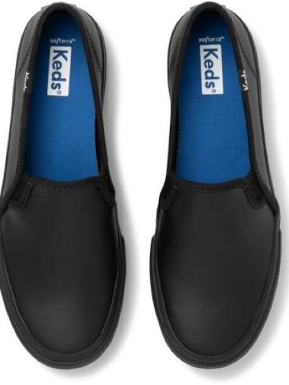 NWT KEDS Double Decker Black Leather Slip On Sneakers Sz 7.5M